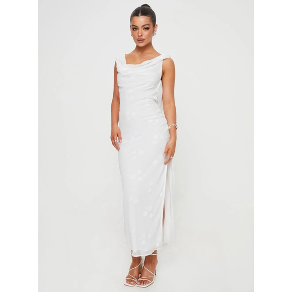 PRINCESS POLLY | White Cowl Neck Maxi Dress US 0 - Picture 3 of 7